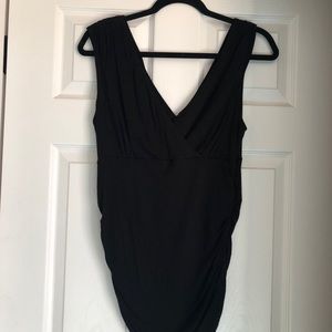 Deep V neck tank w/rouched sides